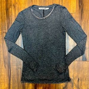 Michael Stars Brooklyn Jersey Long-Sleeve Crew in Gray Heather/Silver